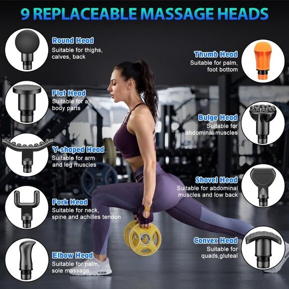 TOLOCO Percussion Massage Gun EM26 Deep Tissue Pain Relief 10 Heads Silent - Picture 5 of 7